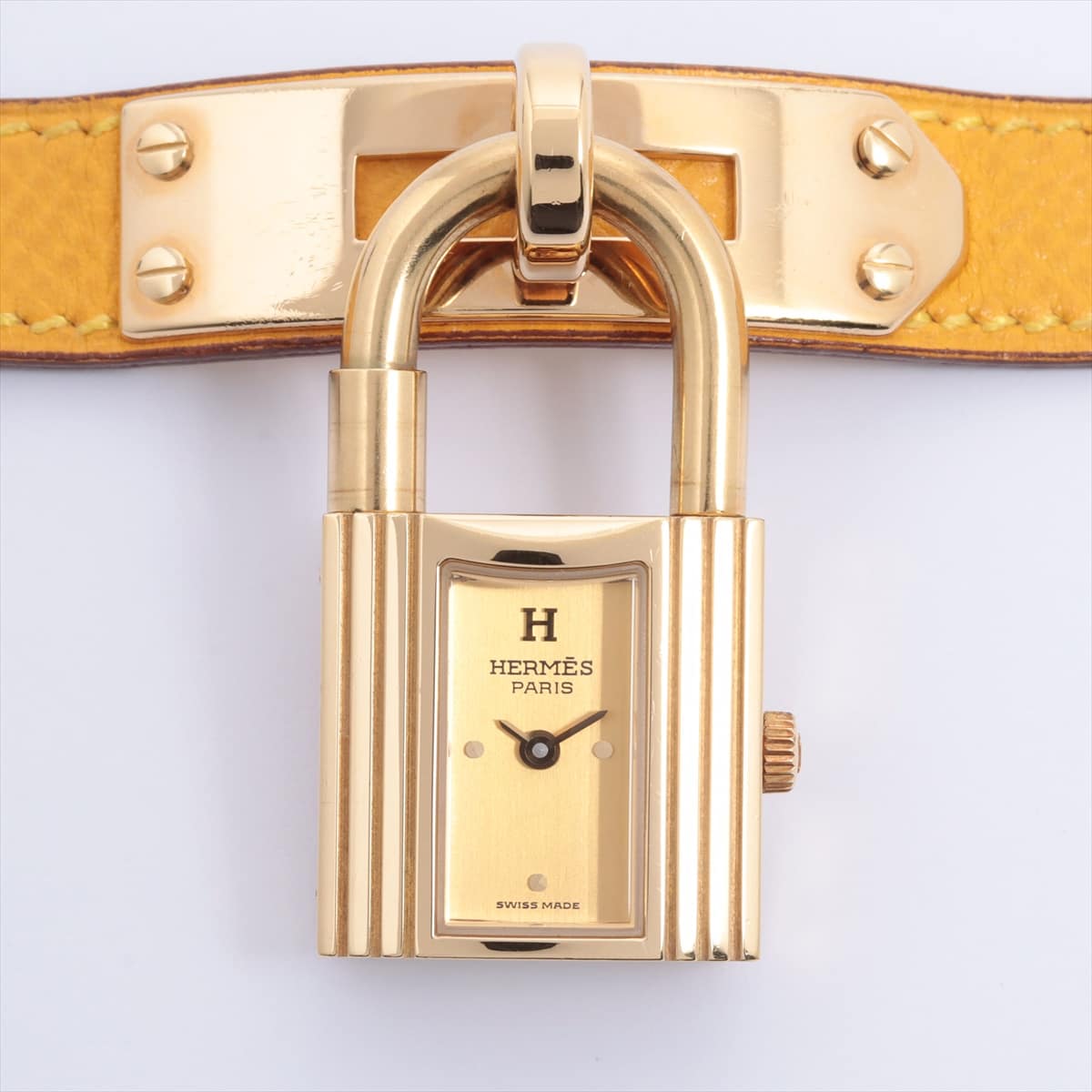 [Chrono] Hermes Kelly Watch GP & Leather QZ Champagne-Face 〇 Y engraved (1995)