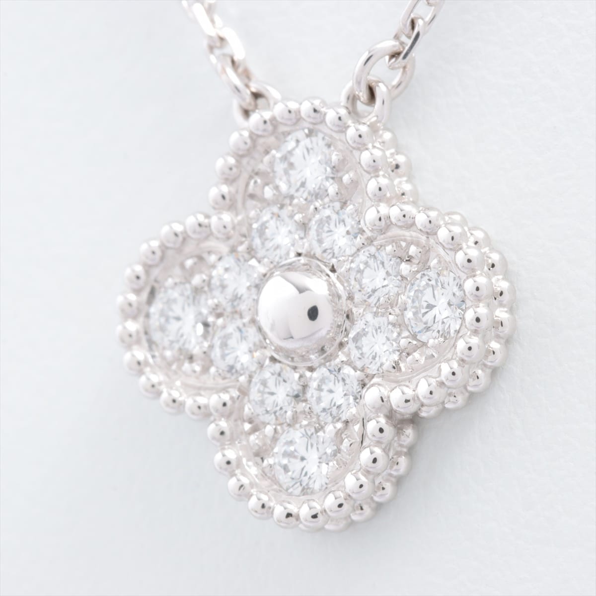 Van Cleef & Arpels Vintage Alhambra diamond Necklace 750 WG 5.6g