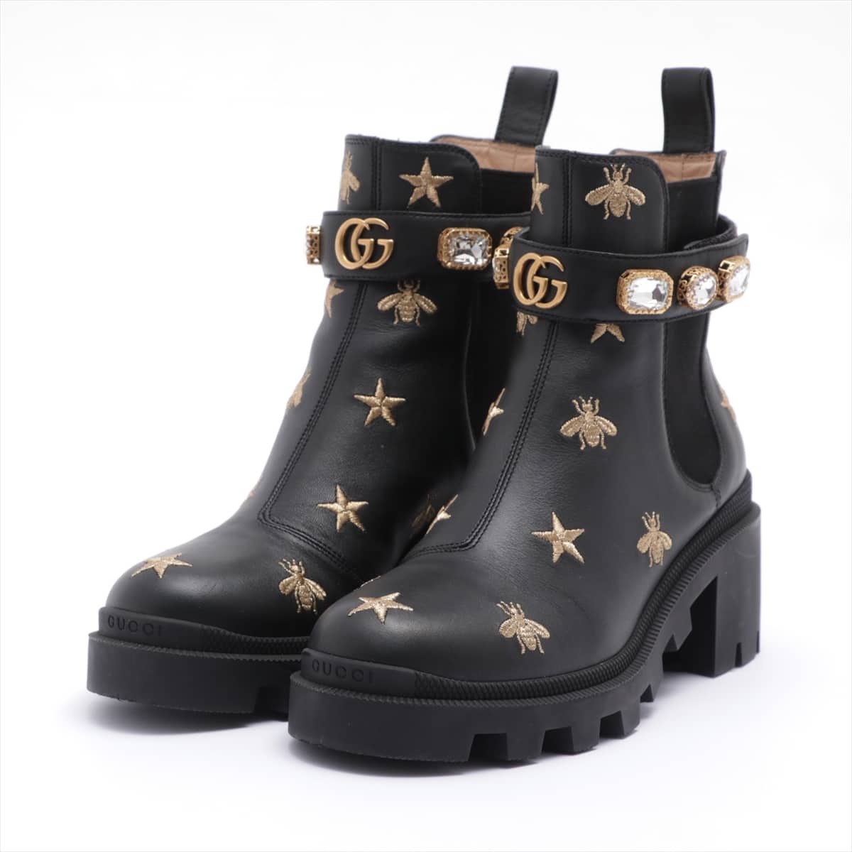 Gucci Leather Side Gore Boots 37 Ladies' Black 557735