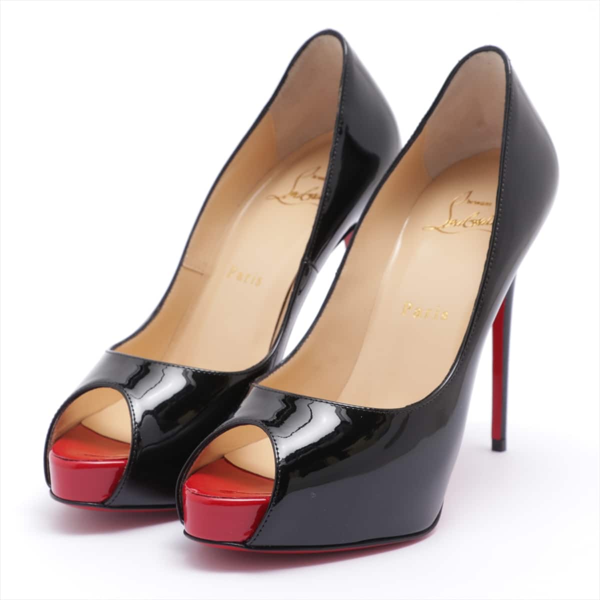 Christian Louboutin Patent leather Open-toe Pumps 37 Ladies' Black 1150600
