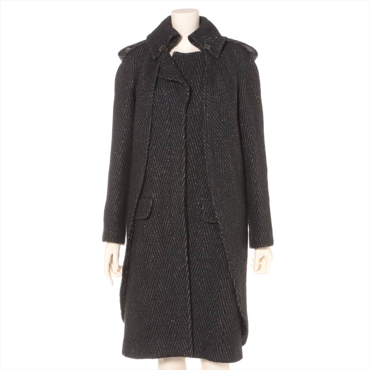 Chanel 08A Wool & Nylon Long coat 38 Ladies' Grey