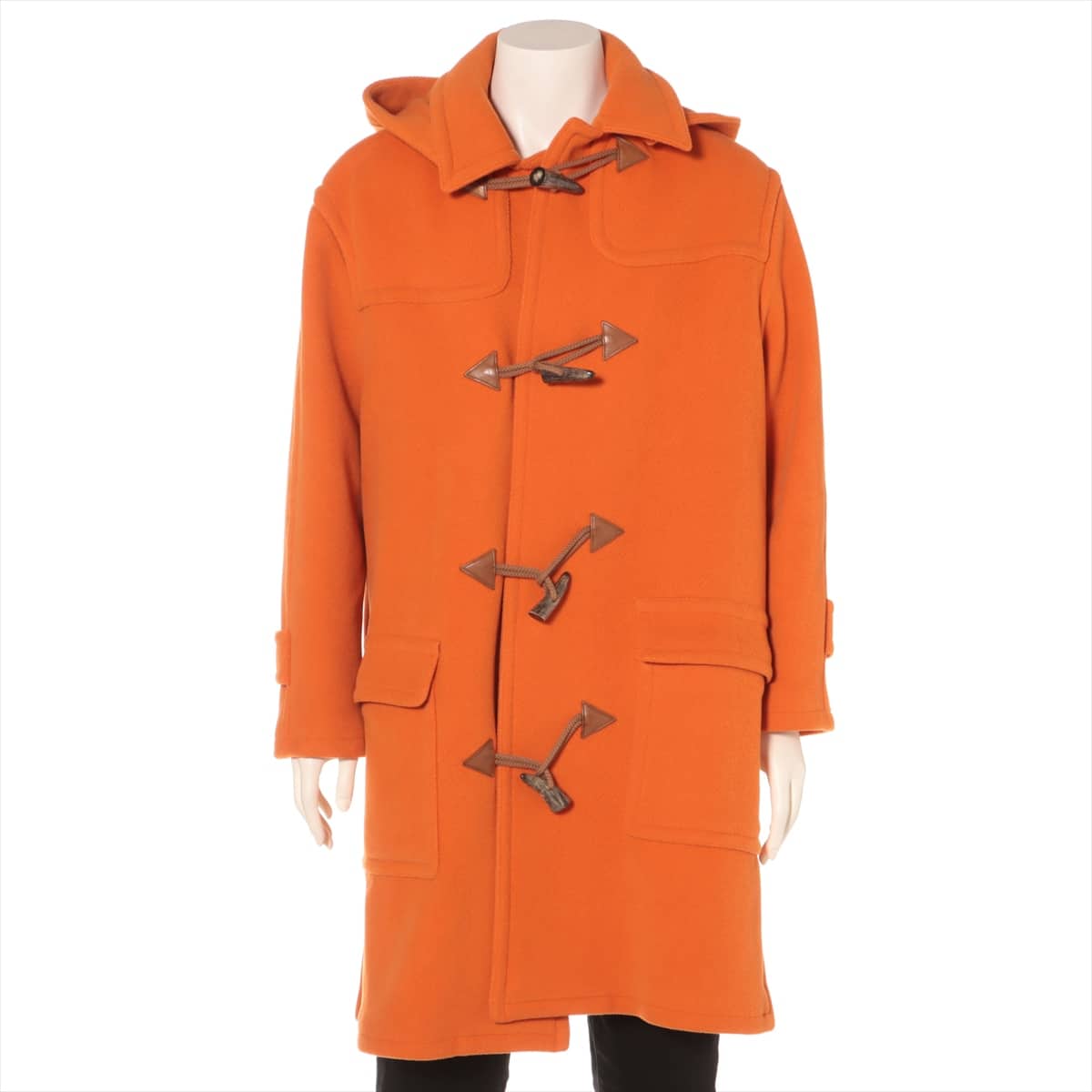 Hermès Wool Duffel coat 48 Men's Orange  Removable hood
