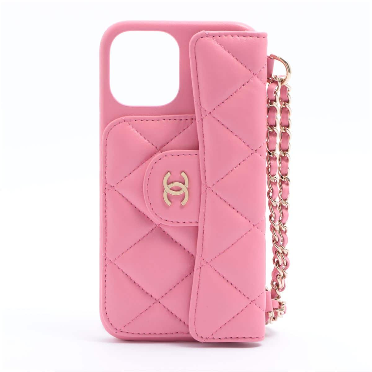 Chanel Matelasse Lambskin iPhone case Pink Gold Metal fittings 30 iPhone12 PRO