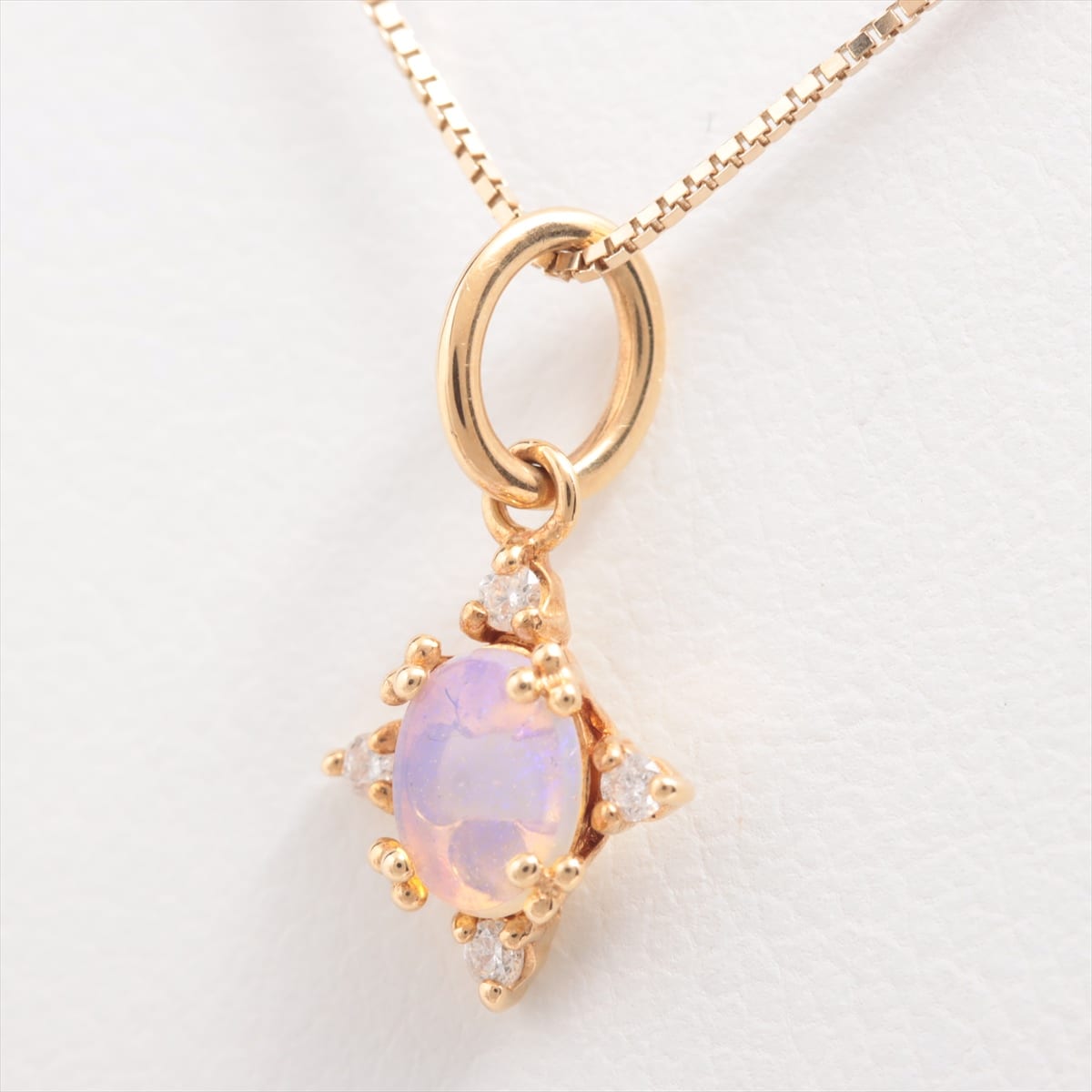 Aget Opal diamond Necklace K18(YG)×K10(YG) 1.3g