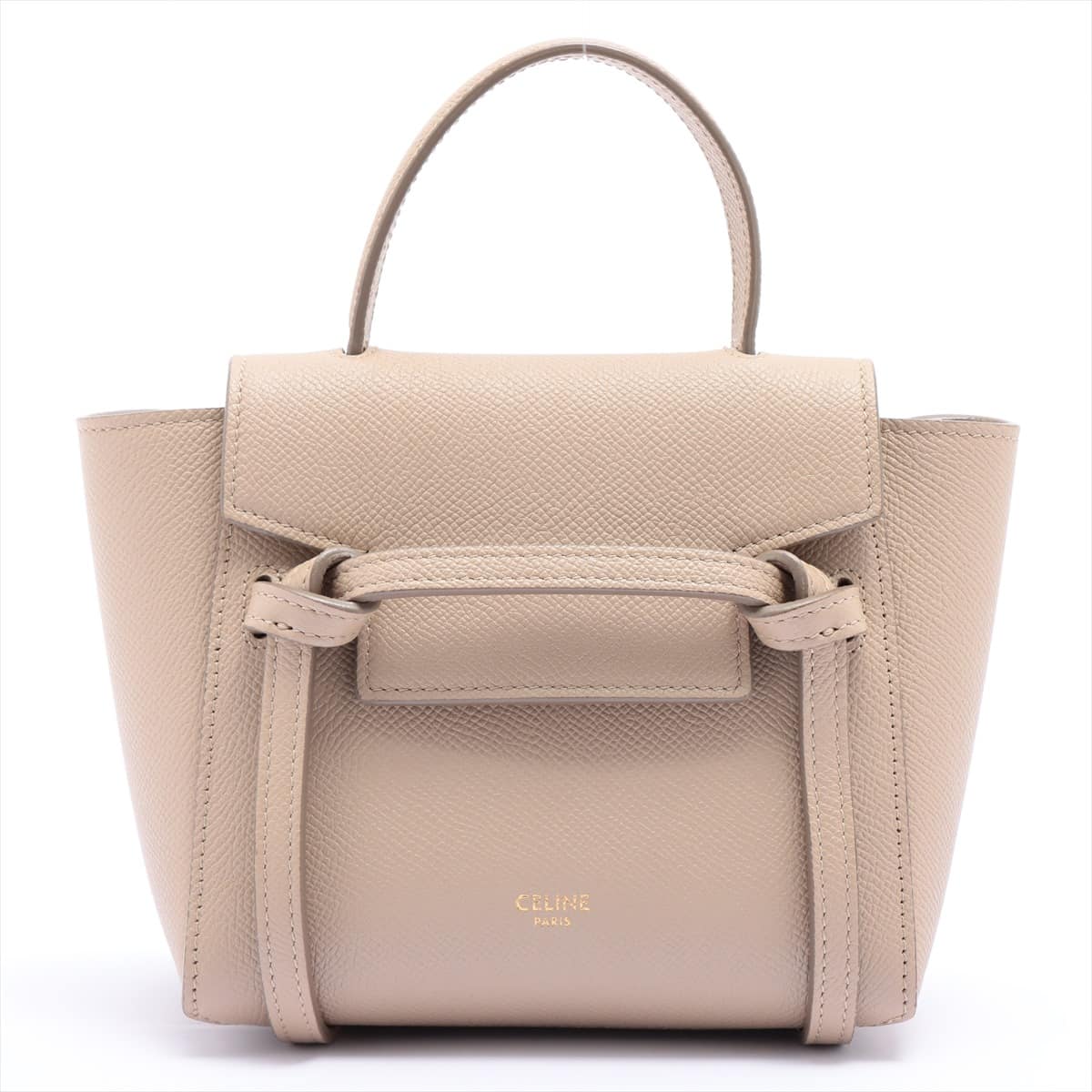 CELINE Belt Bag Nano Leather 2way handbag Beige