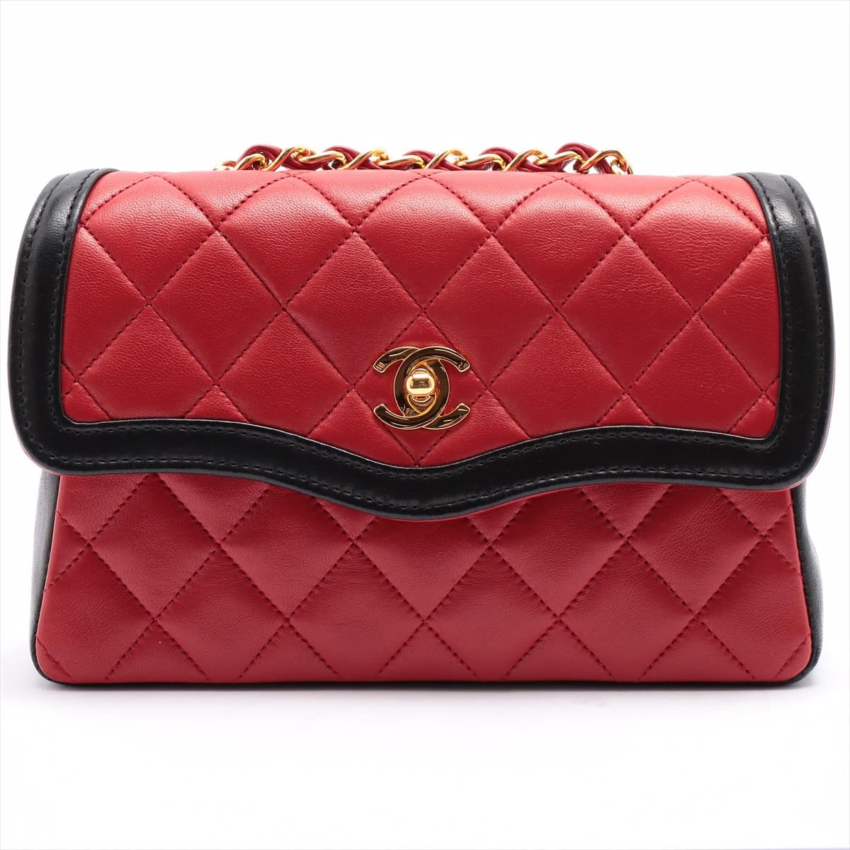Chanel Mini Matelasse Lambskin Chain shoulder bag Red Gold Metal fittings 2XXXXXX No attached pouch