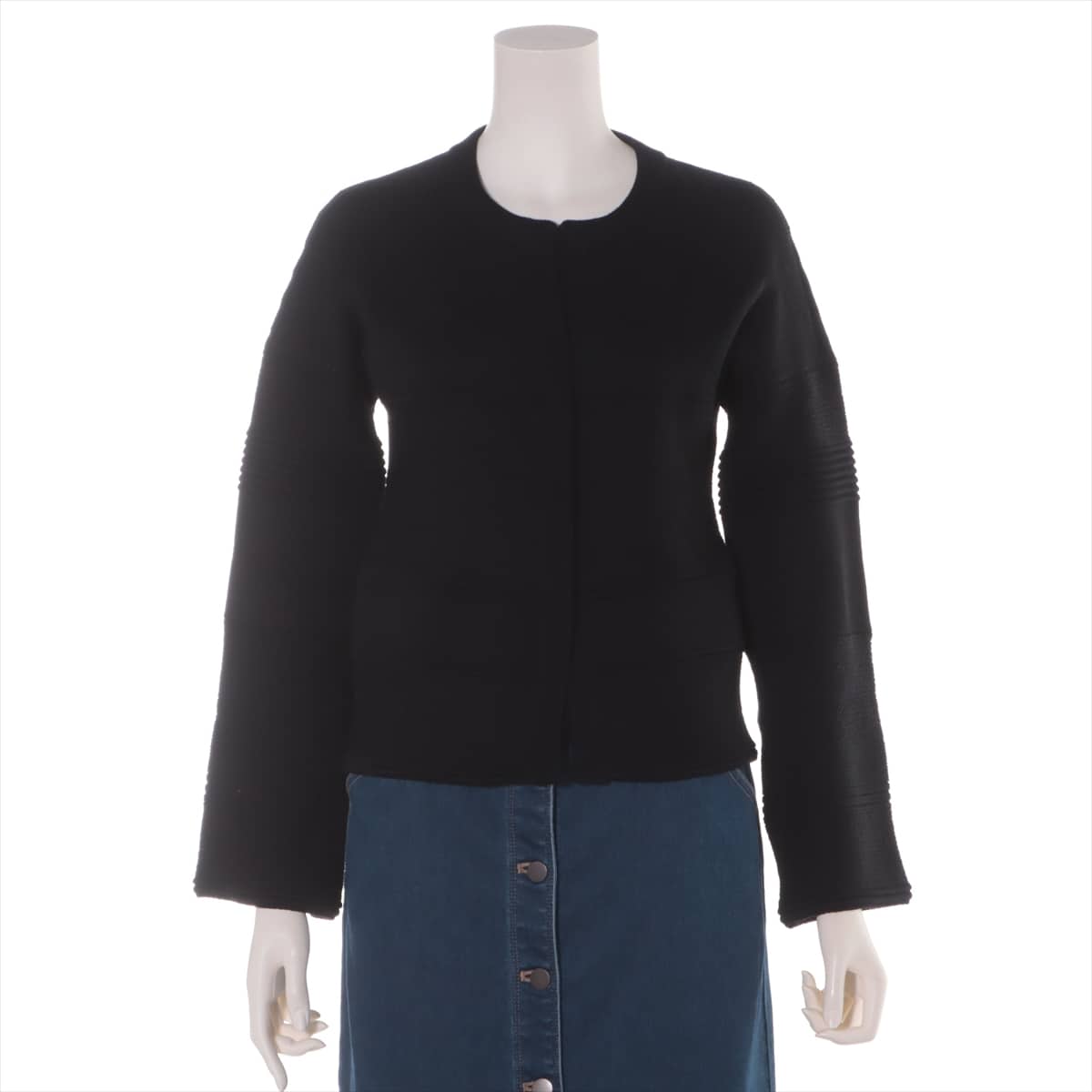 Hermès Cotton & Wool Knit jacket 36 Ladies' Black
