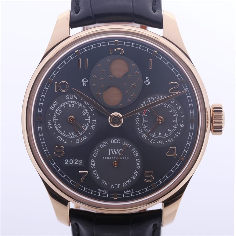 IWC Portugieser PERPETUAL CALENDAR IW503404 750 & leather AT Gray-Face