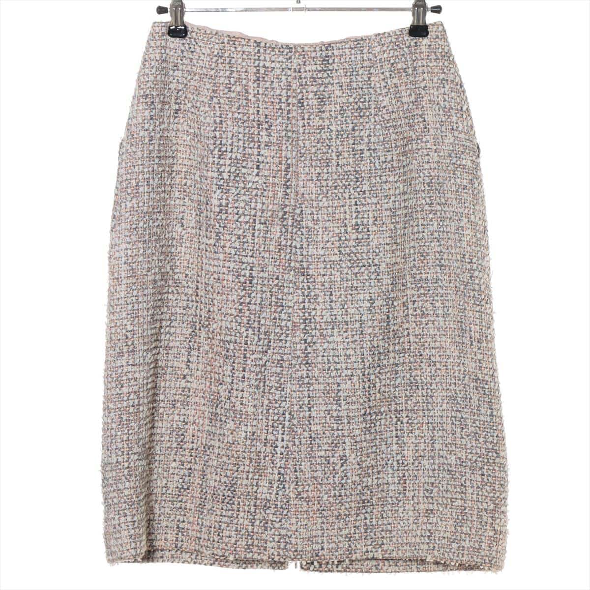 Chanel 03P Tweed Skirt 38 Ladies' Beige×Pink