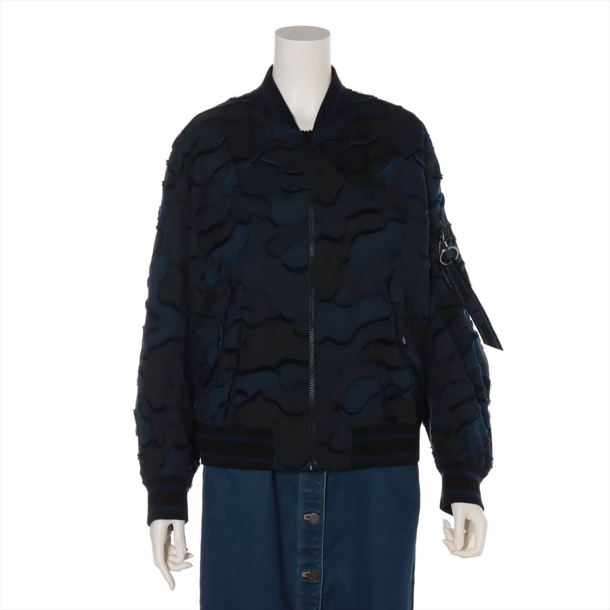 Christian Dior 20AW Polyester Blouson F34 Ladies' Navy blue  017C14A2960 Camouflage Bee embroidery BOMBER JACKET