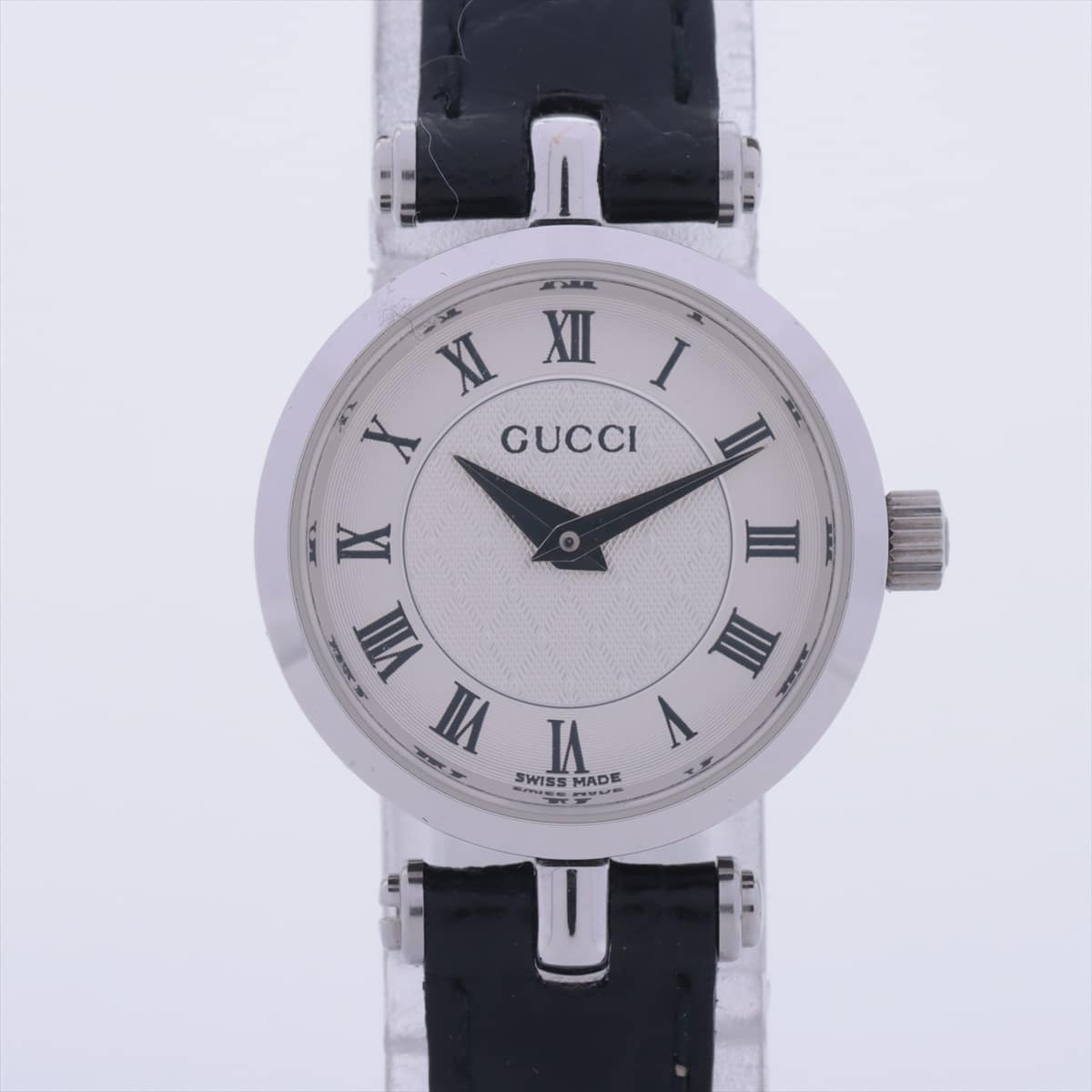 Gucci 2040L SS & Leather QZ Silver-Face