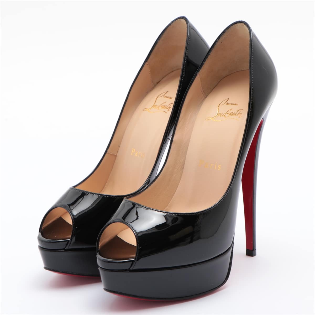 Christian Louboutin Patent leather Open-toe Pumps 38 Ladies' Black