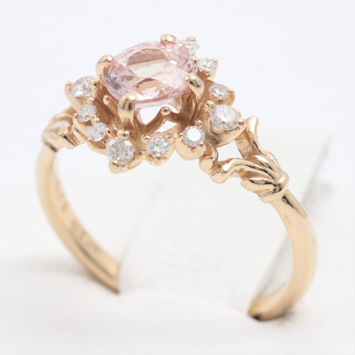 Aget Pink sapphire diamond rings K18(YG) 2.3g 0.12