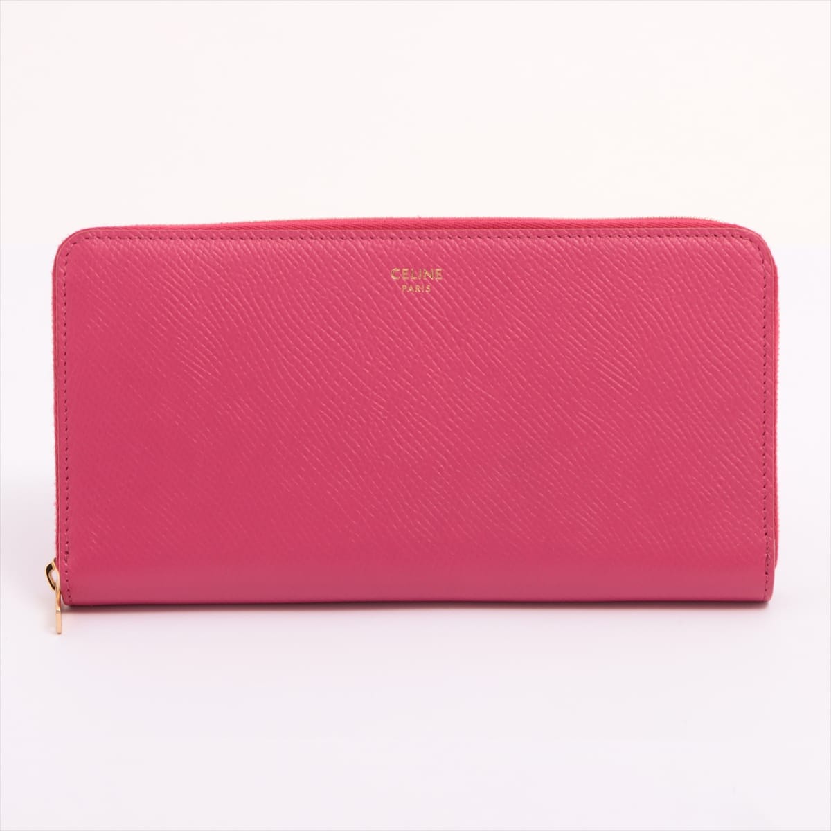CELINE Leather Round-Zip-Wallet Pink