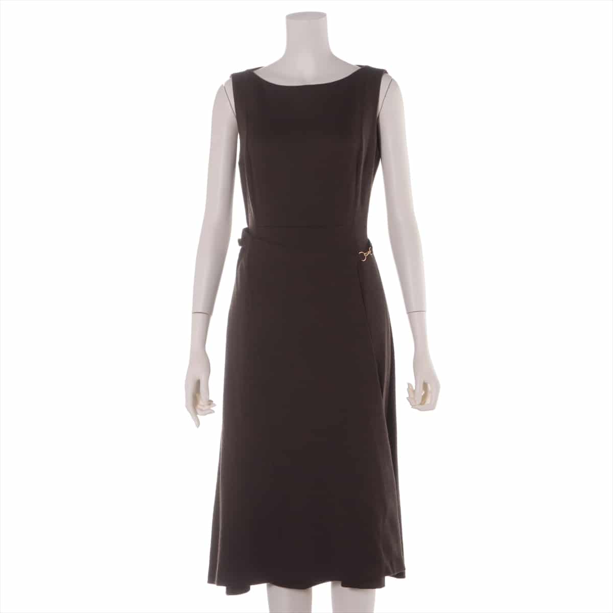 Hermès Wool & Nylon Dress 36 Ladies' Brown  Serie button