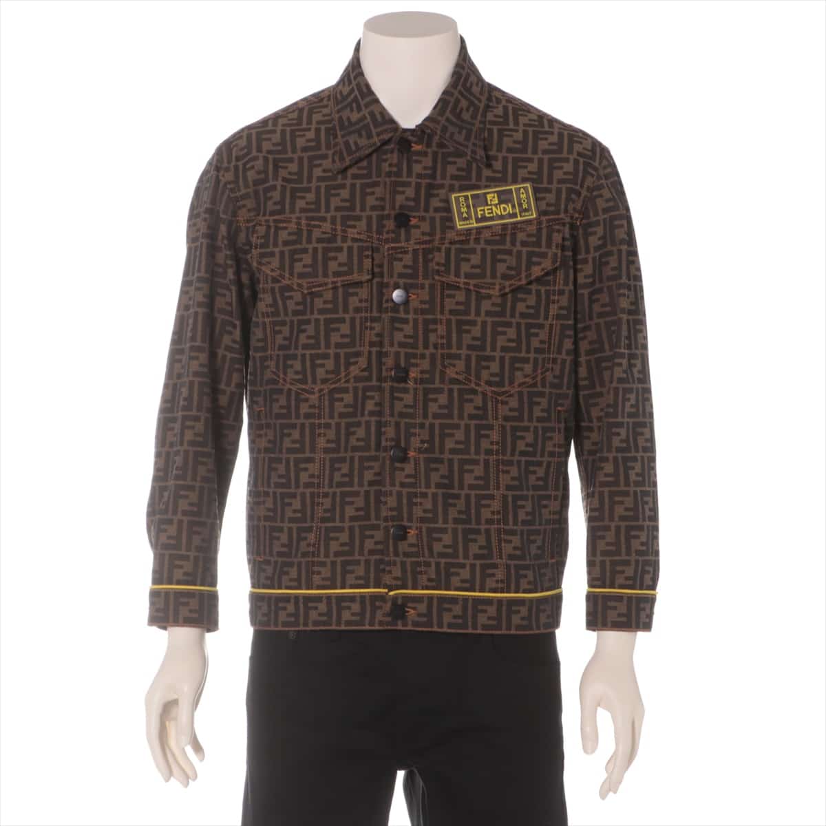 Fendi ZUCCa 18 years Cotton & Polyester Jacket 44 Men's Black × Brown