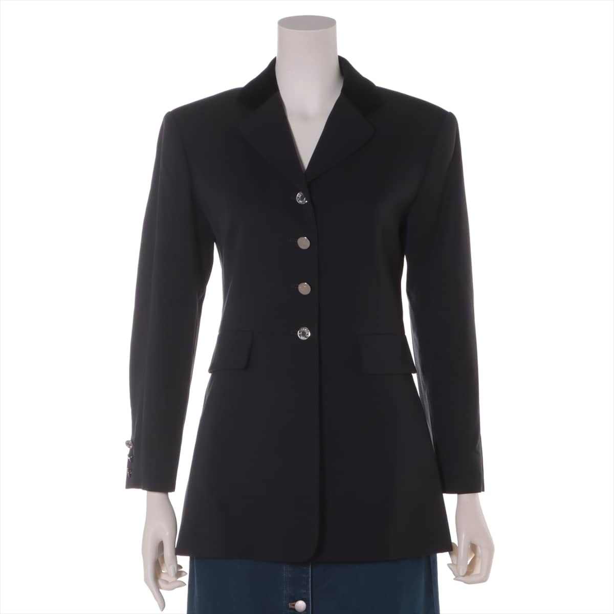 Hermès Wool Jacket 38 Ladies' Black  Serie button