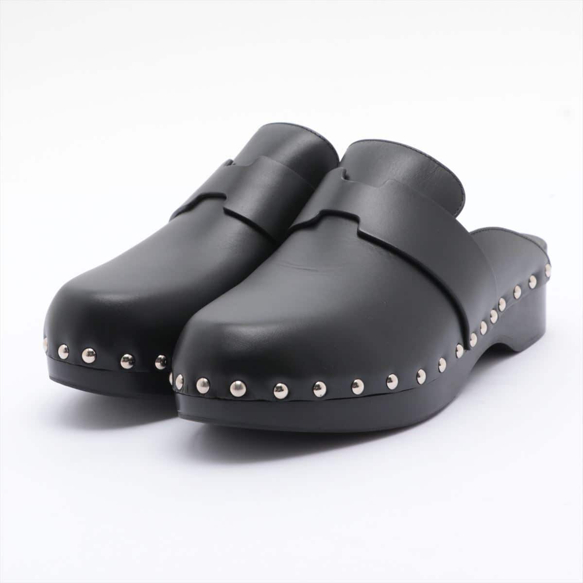 Hermès Leather Mule 38 Ladies' Black Clogs