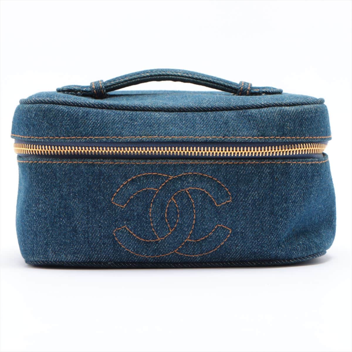 Chanel Coco Mark Denim Vanity bag Blue Gold Metal fittings 4XXXXXX A01997