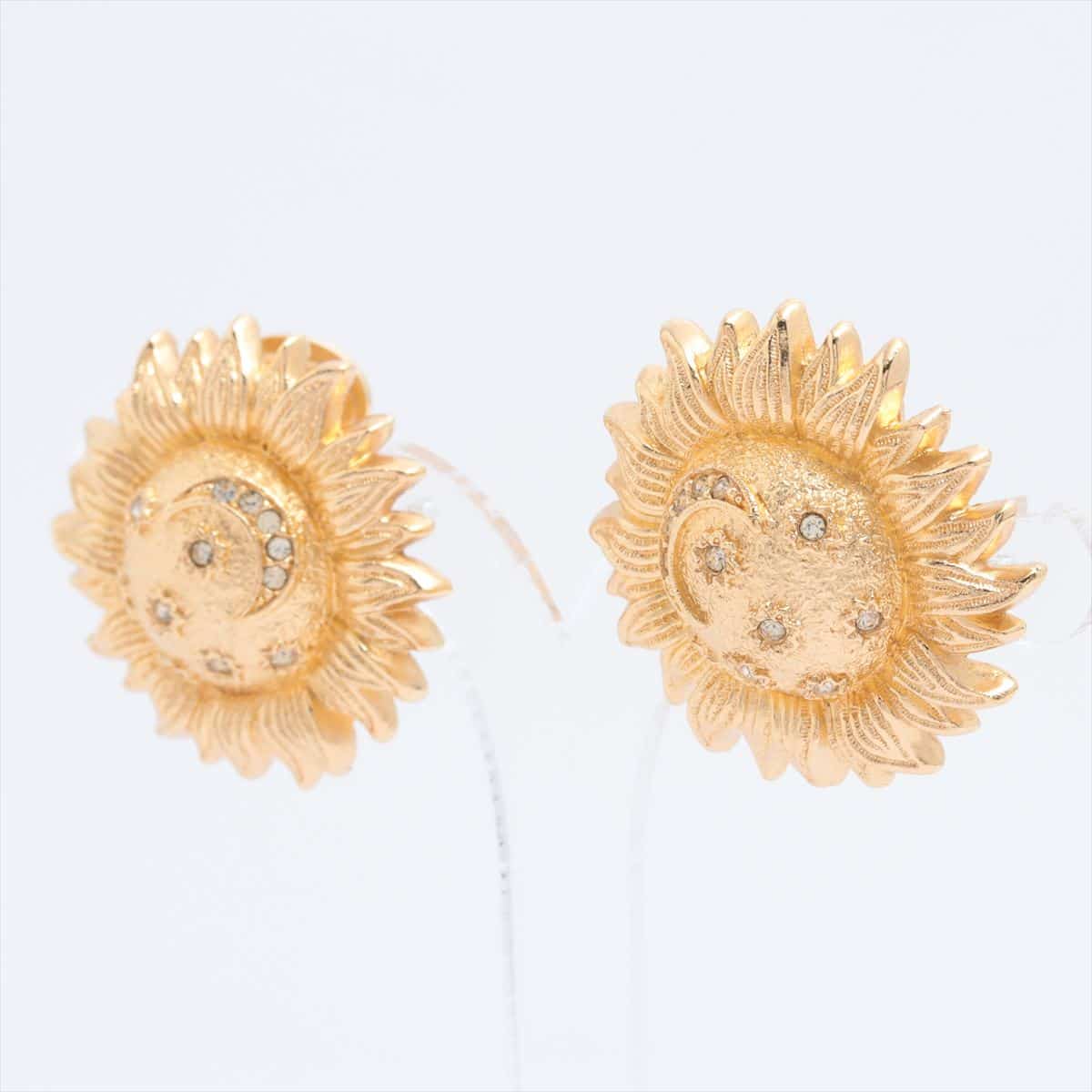 Christian Dior Earrings (for both ears) GP×inestone Gold