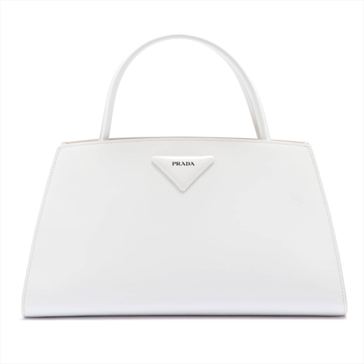 Prada Leather Hand bag White 1BA327