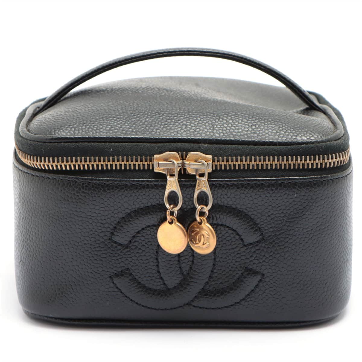 Chanel Coco Mark Caviarskin Vanity bag Black Gold Metal fittings