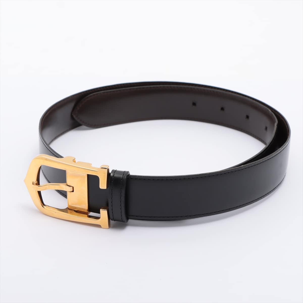 Cartier Belt GP & Leather Black × Brown