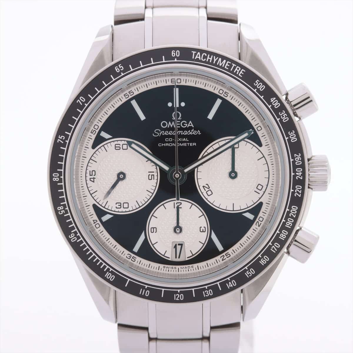 Omega Speedmaster racing Chrono 326.30.40.50.01.002 SS & externally manufactured leather AT Black-Face