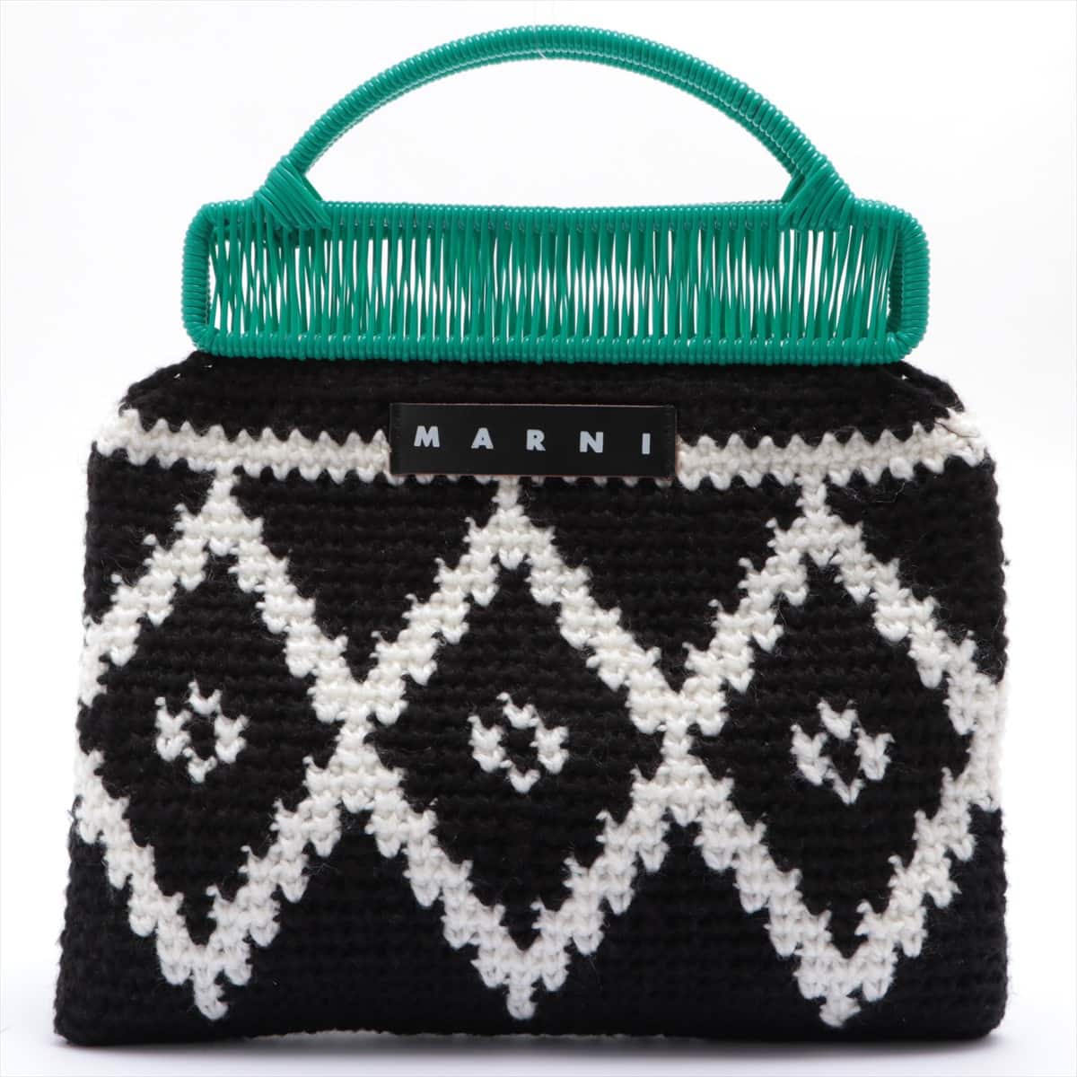 Marni Crochet Wool Hand bag Green x black