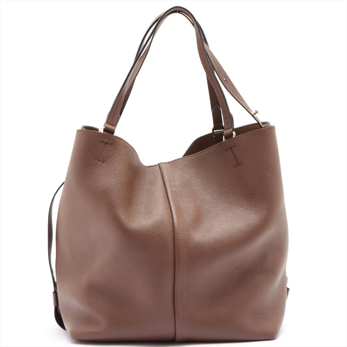 Max Mara Biarritz Leather 2 way tote bag Brown with pouch