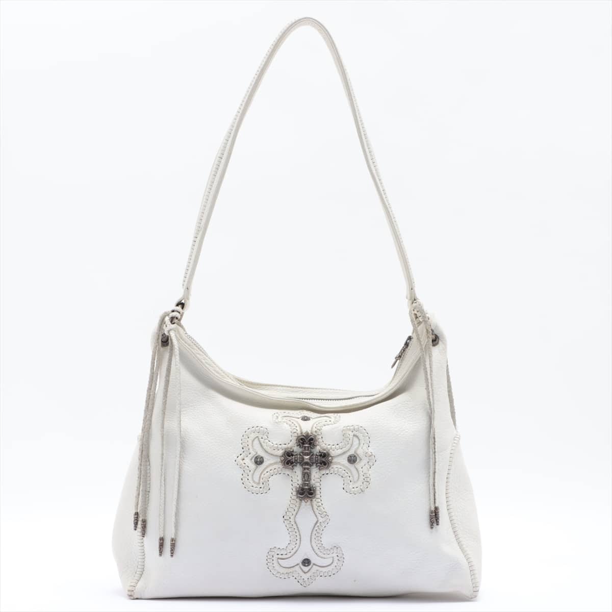 Chrome Hearts Filigree Cross Shoulder bag Leather With invoice White