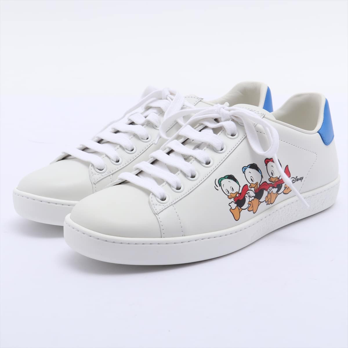 Gucci x Disney ACE Leather Sneakers 36 Ladies' White Huey, Dewey, and Louie Print 649400