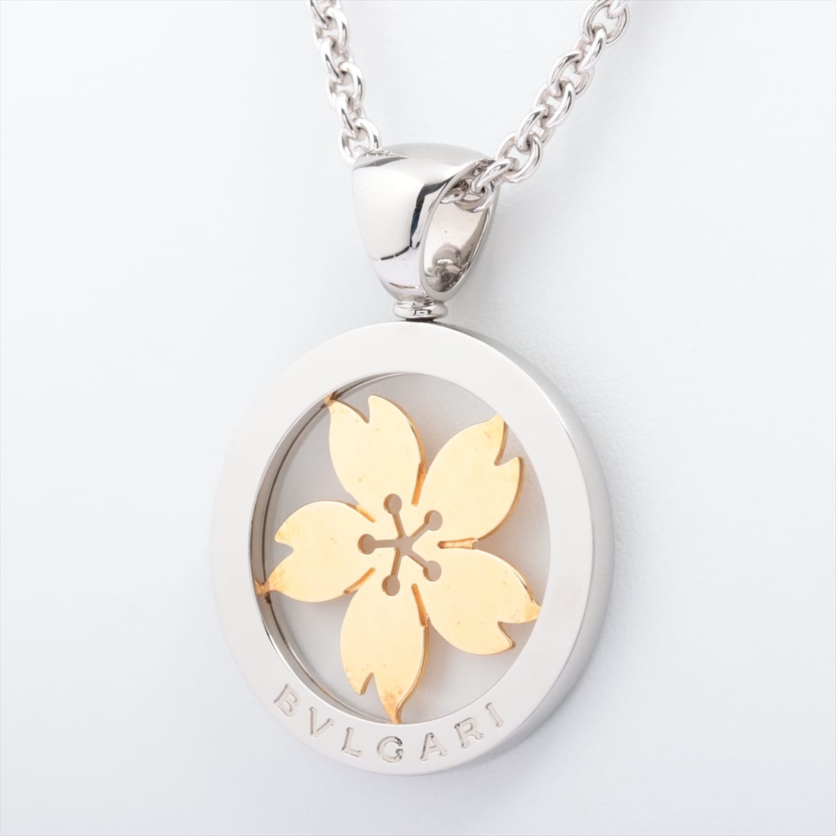 Bvlgari Tondo Sakura Necklace 750×SS 33.4g Gold × Silver
