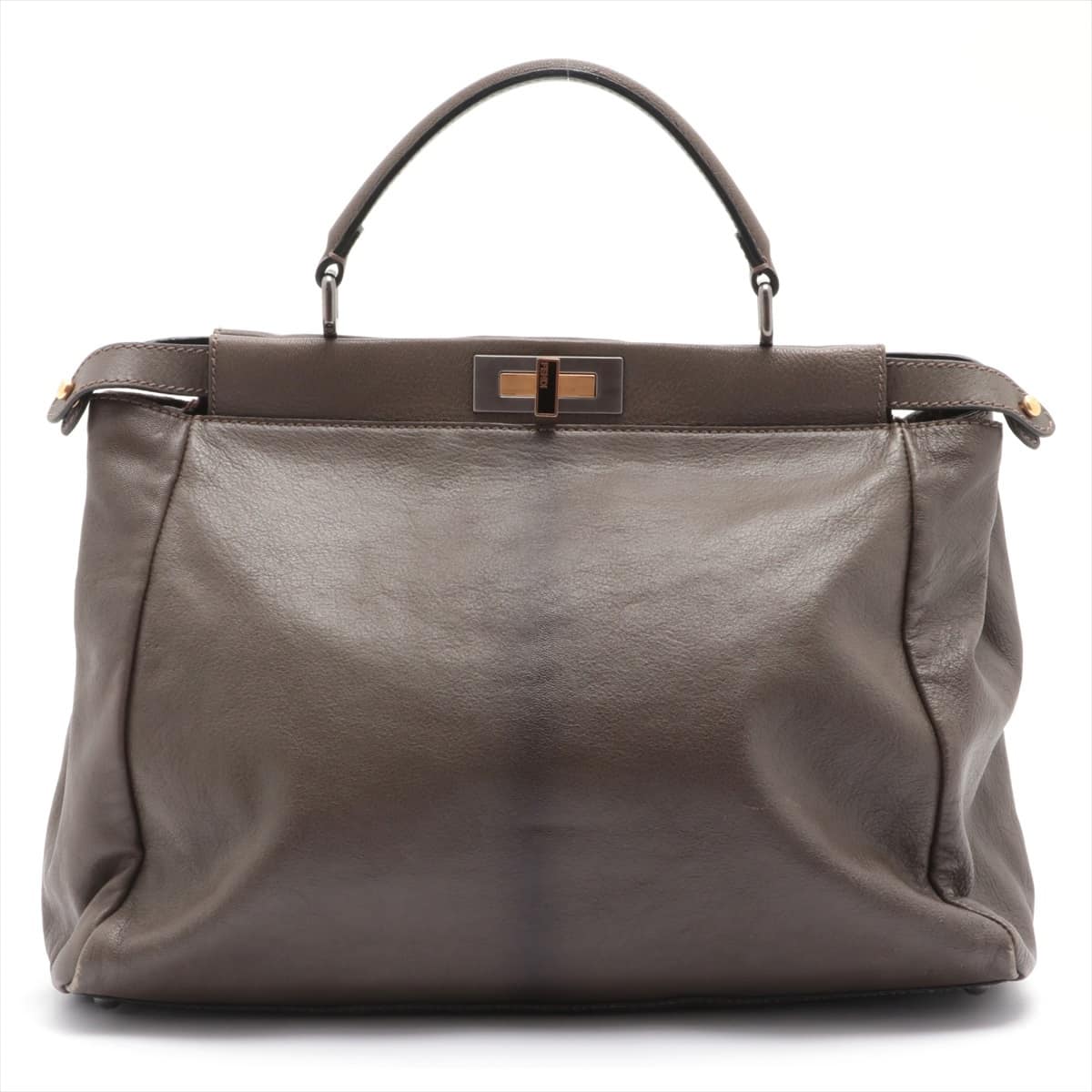Fendi Peek-a-boo Large Leather 2way handbag Grey 8BN210