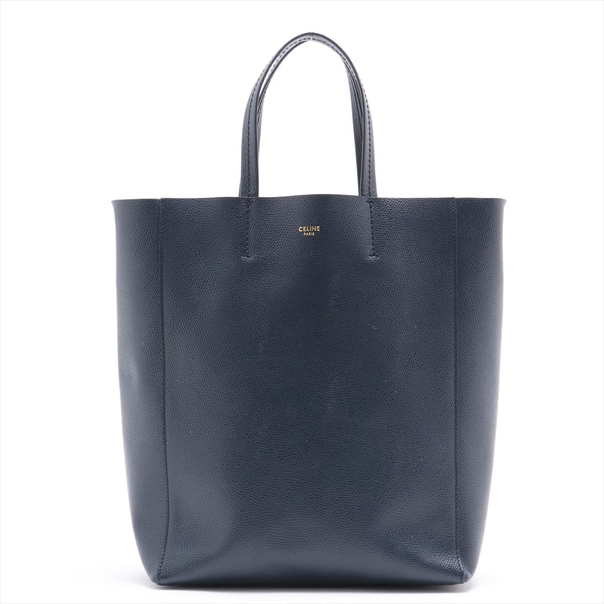 CELINE Vertical Cabas small Leather 2 way tote bag Navy blue