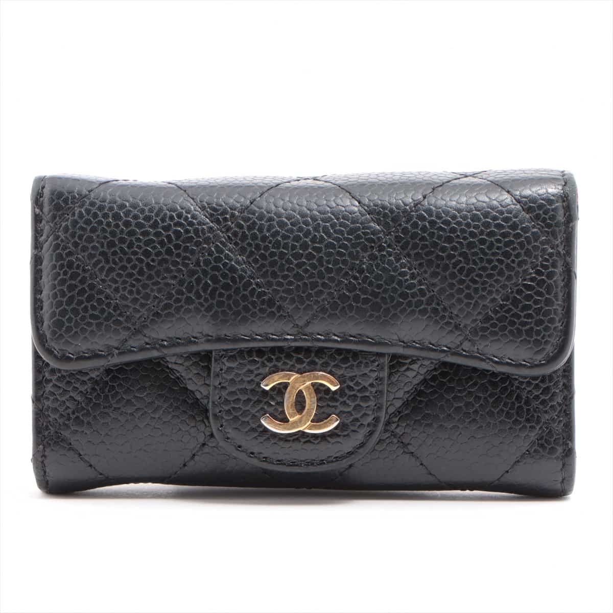 Chanel Matelasse Caviarskin Key Case Black Gold Metal fittings 19XXXXXX