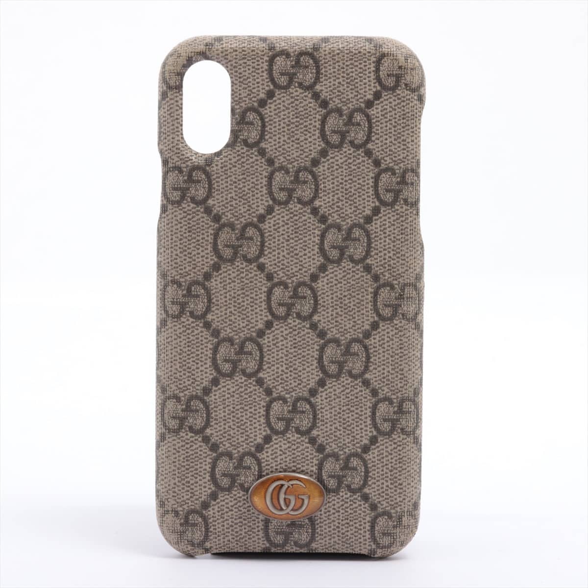 Gucci GG Supreme 587672 PVC & leather Mobile phone case Beige iPhoneX/Xs