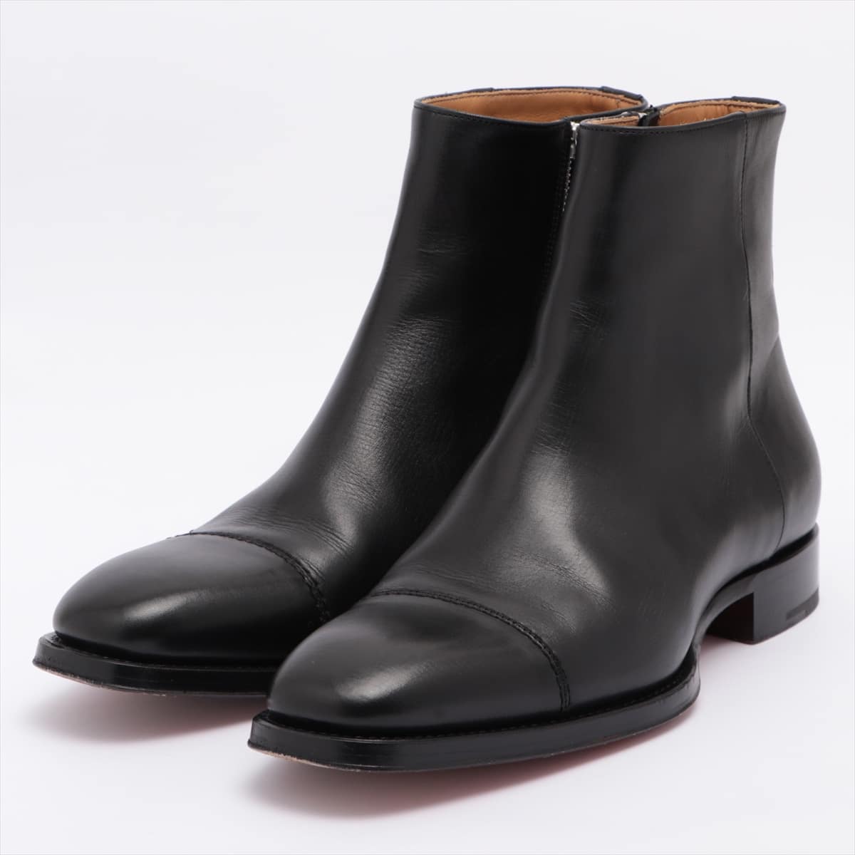 Hermès Leather Short Boots 40 1/2 Men's Black Side zip Sold goods
