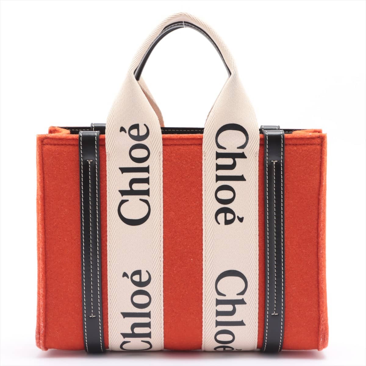 Chloe woody small Felt x Leather 2 way tote bag Orange