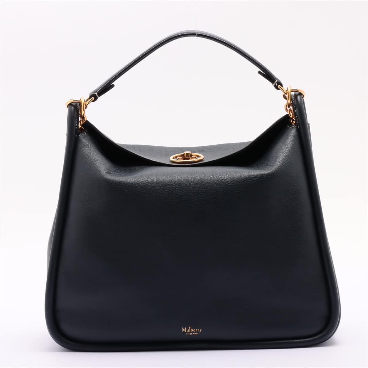 Mulberry  Layton Leather 2way handbag Navy blue With Twilly