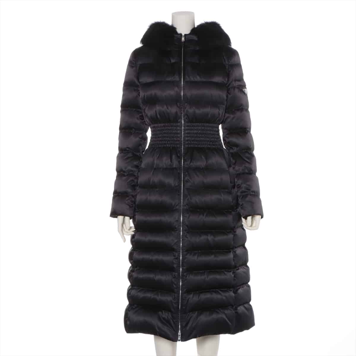 Prada 20 years Nylon Down coat 38 Ladies' Black  Removable fur