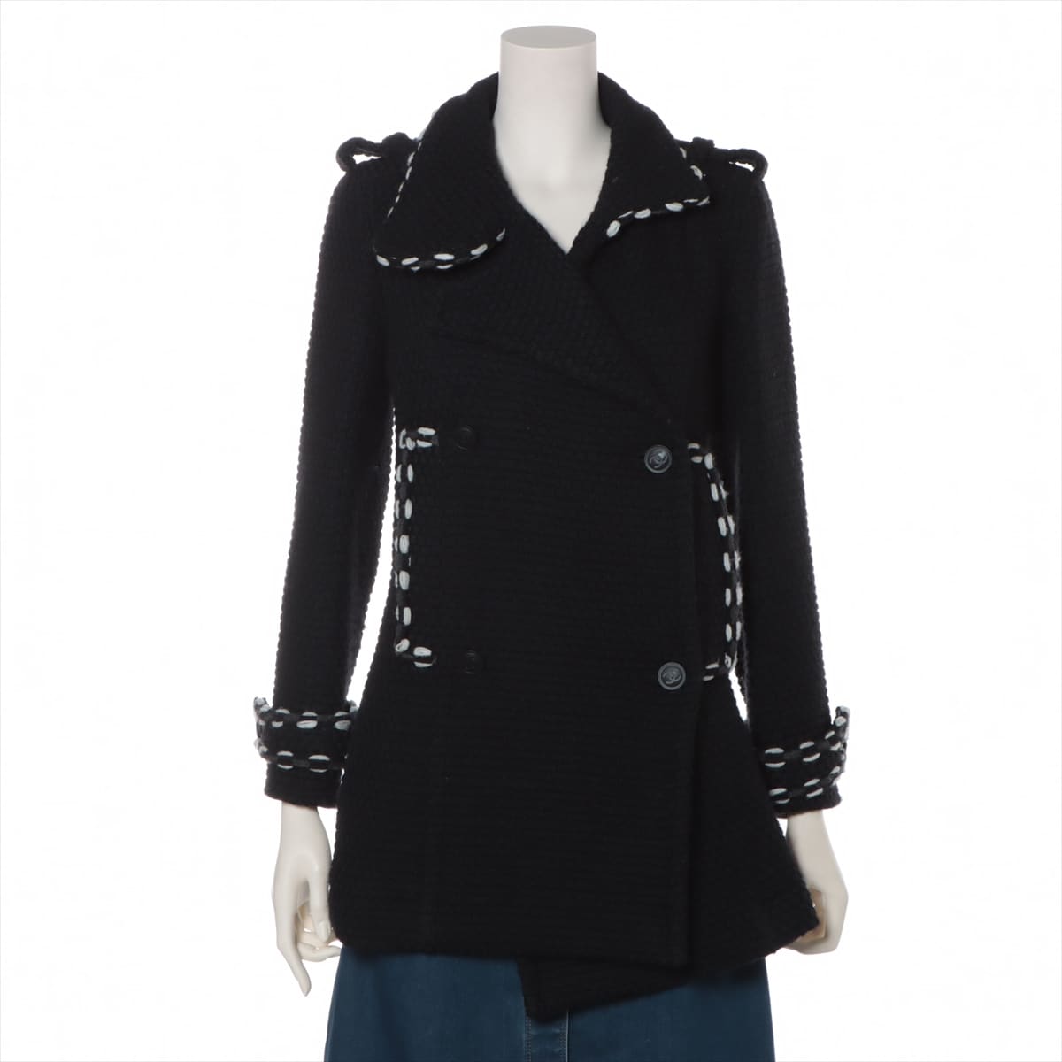Chanel Coco Button P39 Tweed Pea coat 36 Ladies' Black