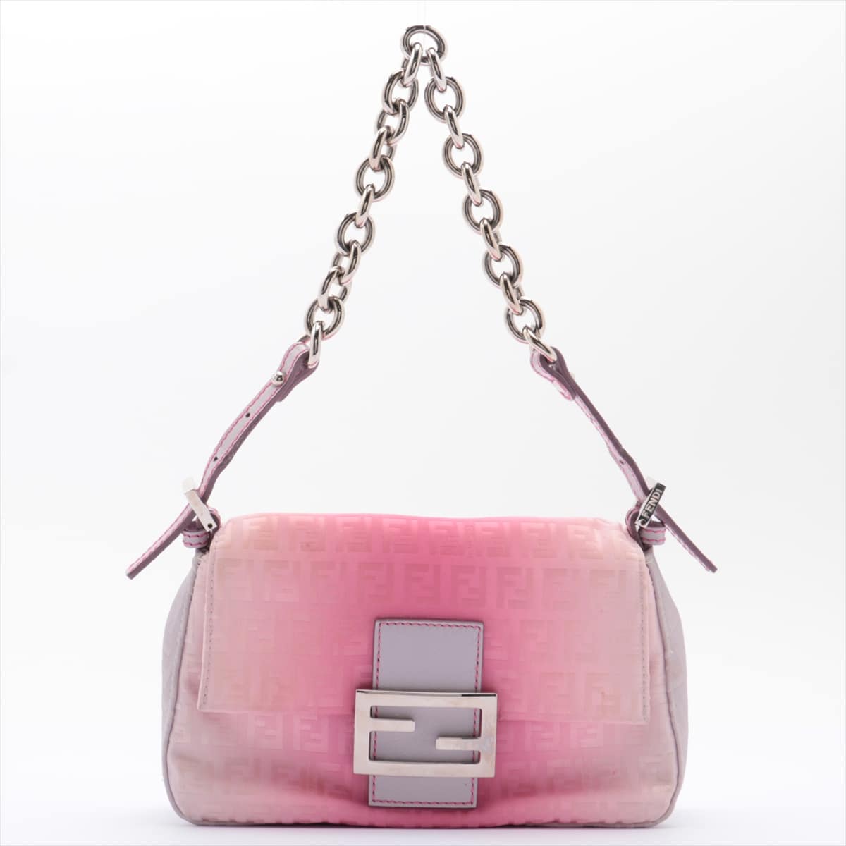 Fendi Zucchino Mamma Baguette Nylon Chain shoulder bag Pink 8BR180