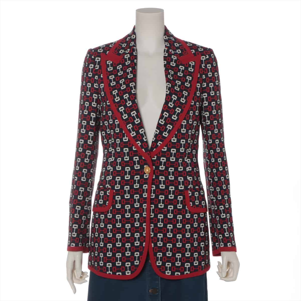 Gucci Rayon Tailored jacket 36 Ladies' Navy x red  Horsebit pattern
