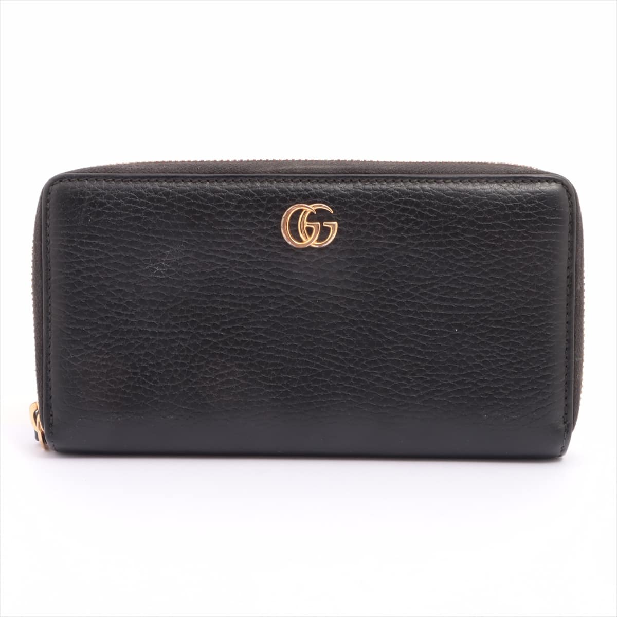 Gucci GG Marmont 456117 Leather Round-Zip-Wallet Black