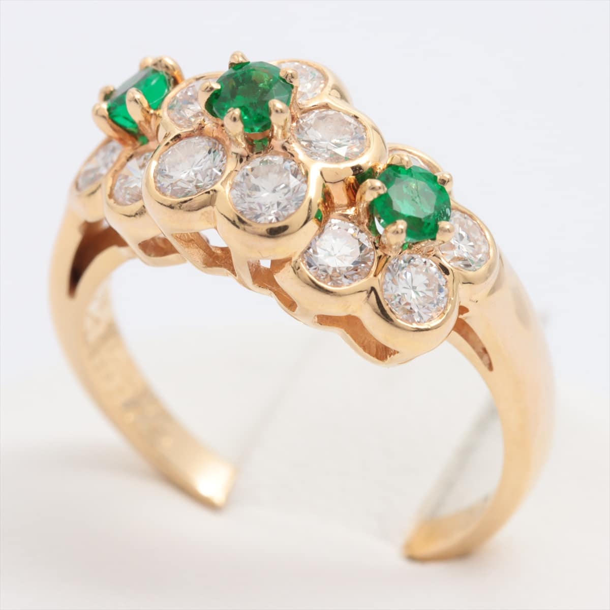 Van Cleef & Arpels diamond Emerald rings 18K(YG) 4.8g