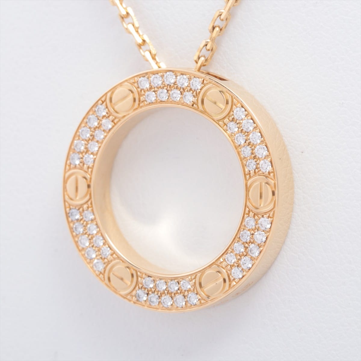 Cartier Love Circle Pavé diamond Necklace 750(YG) 16.7g