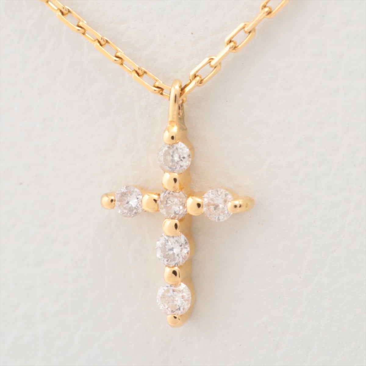 Aget Cross diamond Necklace K18(YG) 0.9g 0.03