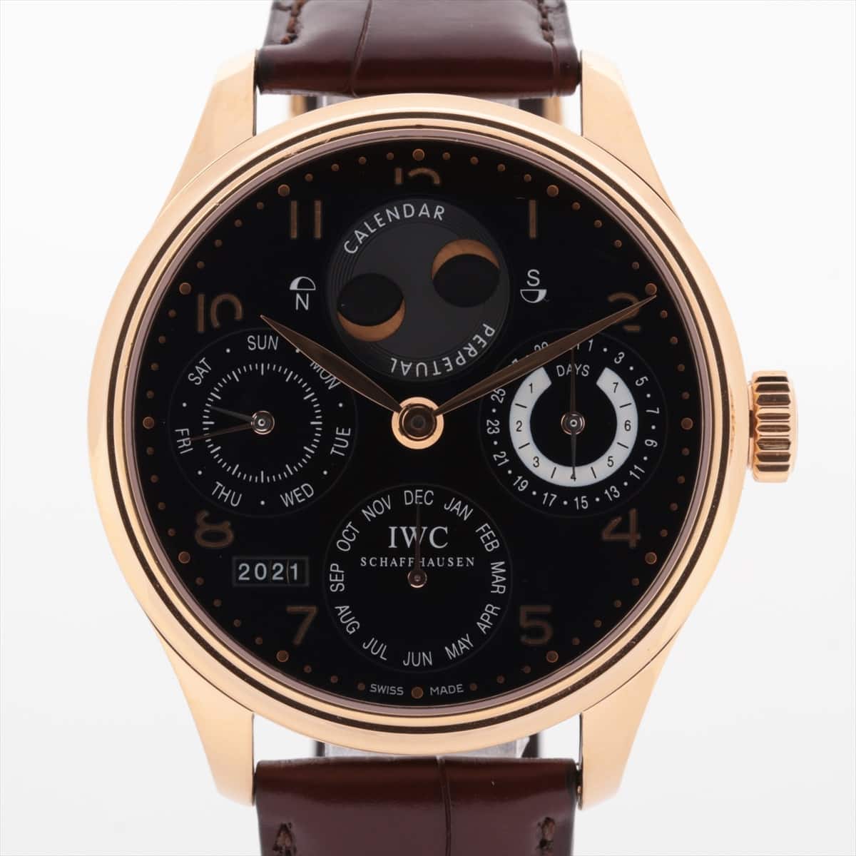 IWC Portugieser PERPETUAL CALENDAR IW502103 750 & leather AT Black-Face