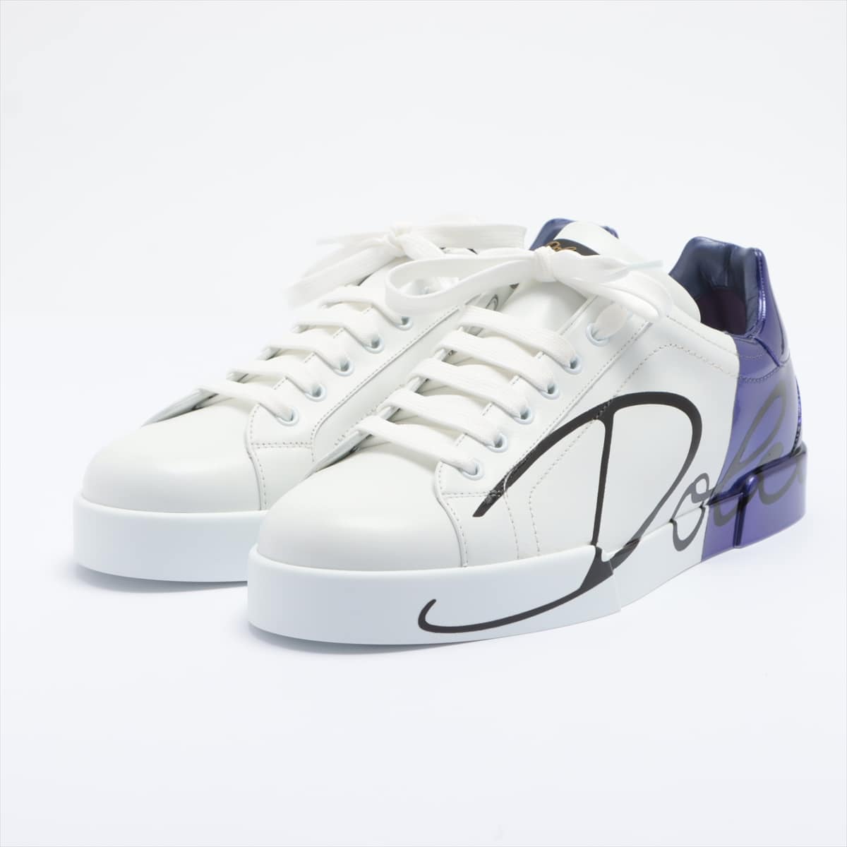 Dolce & Gabbana Leather x enamel Sneakers 8 1/2 Men's Blue x white CS1600 Portofino